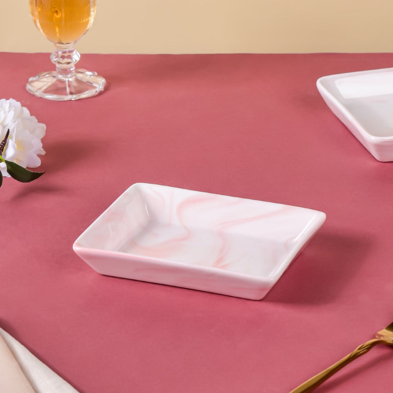 Marble Serving Platter Pink Small 5 inch - Serving platter for snacks, rectangular platter, appetizer platter, small platter, pink platter