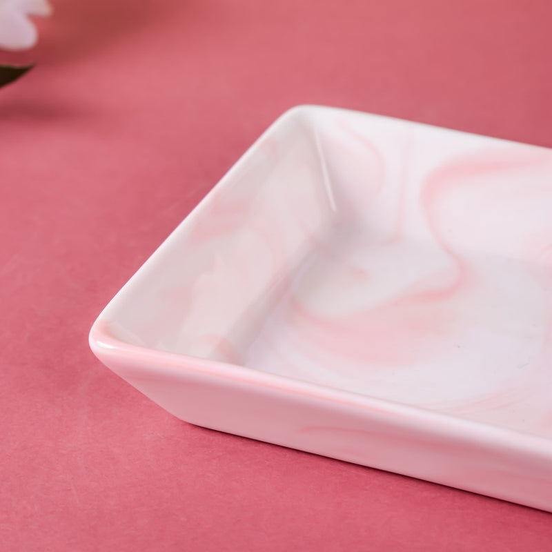 Marble Serving Platter Pink Small 5 inch - Serving platter for snacks, rectangular platter, appetizer platter, small platter, pink platter