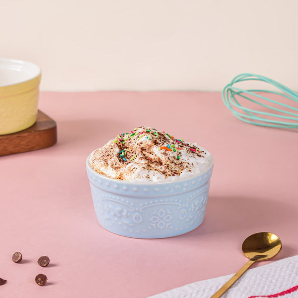 Cool Blue Textured Pudding Bowl