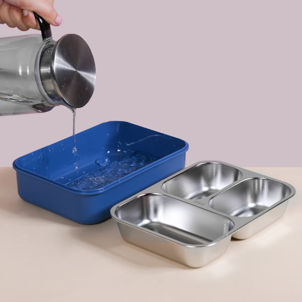 Stainless Steel Lunch Box With Compartment Blue