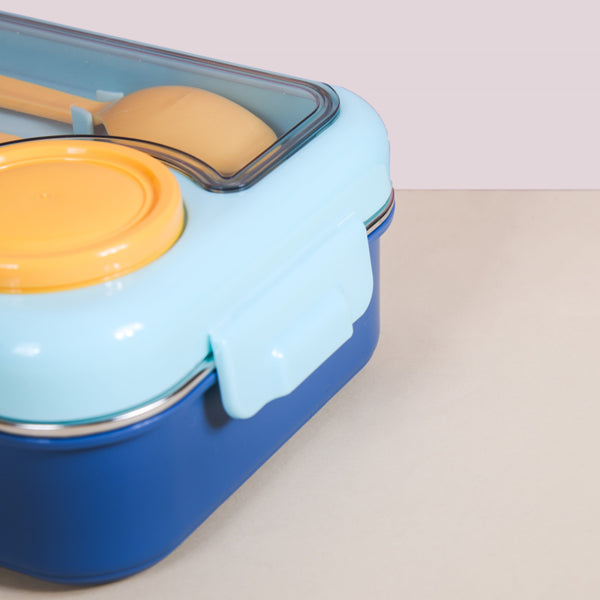 Stainless Steel Lunch Box With Compartment Blue