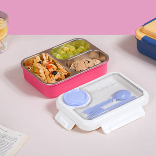 Lunch Box For Kids With 3 Individual Leakproof Sections Pink 750ml