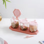 Spice Containers With Spoons Set Of 3 Pink