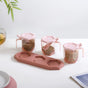 Spice Containers With Spoons Set Of 3 Pink