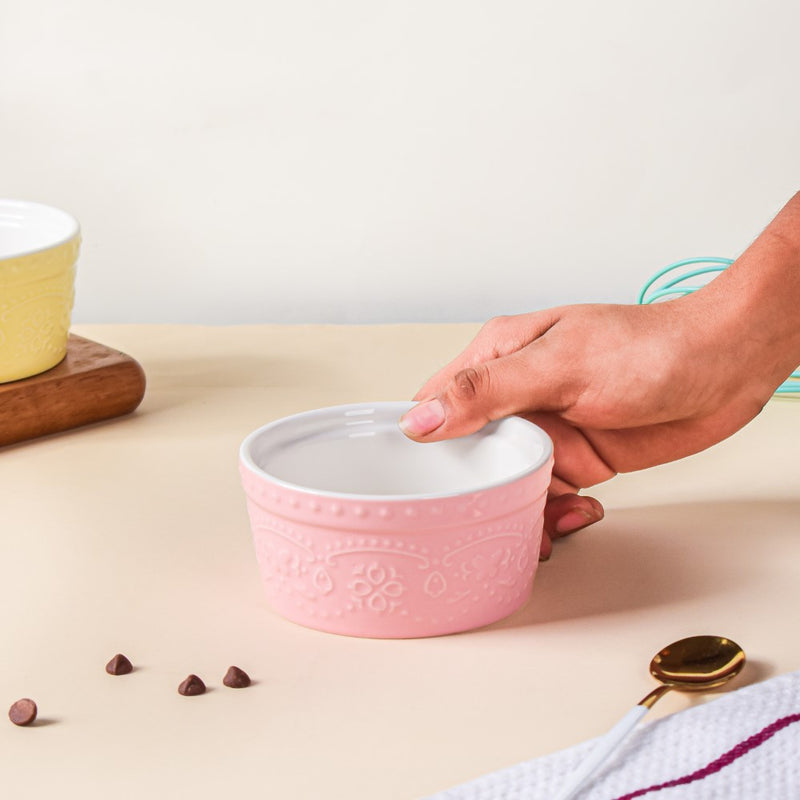 Playful Pink Textured Pudding Bowl