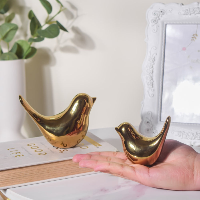 Gold Bird Statue - Showpiece | Home decor item | Room decoration item