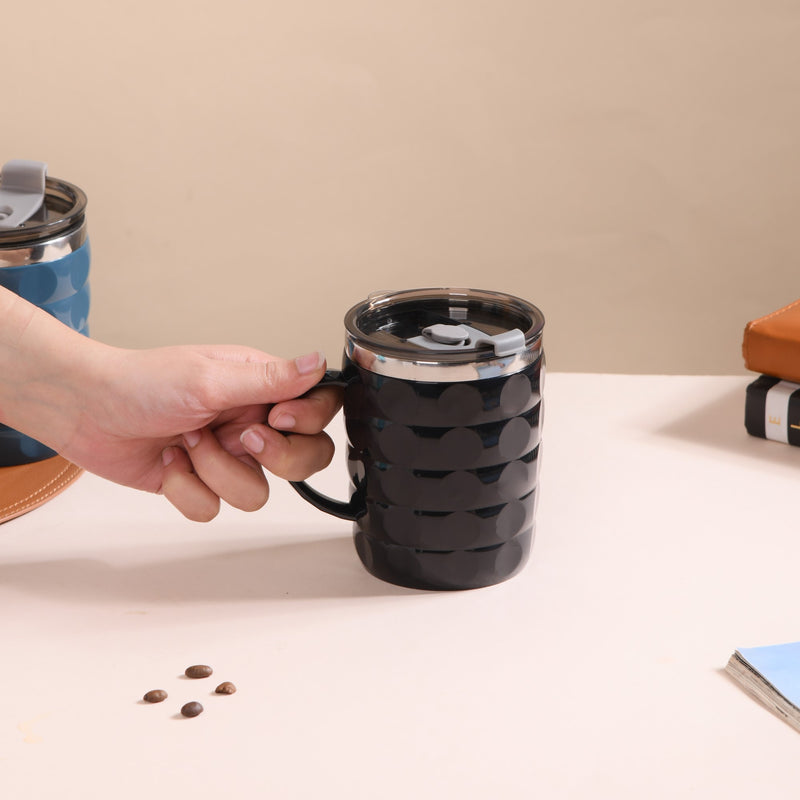 Stainless Steel Travel Mug For Car Black 400ml - Travel mug, travel coffee mug, coffee mug with lid, tea mug, portable coffee mug