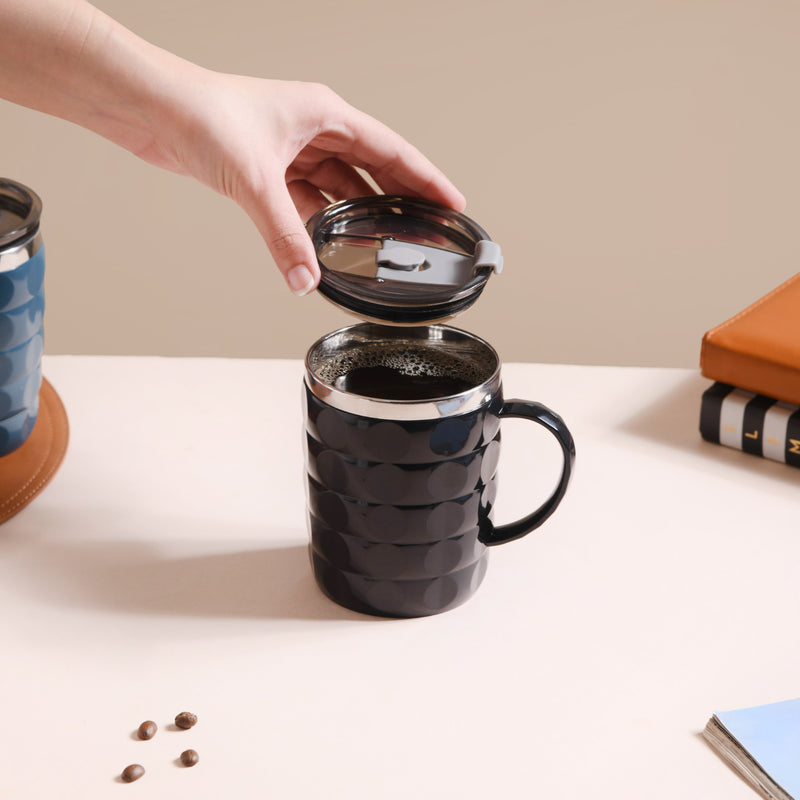 Stainless Steel Travel Mug For Car Black 400ml - Travel mug, travel coffee mug, coffee mug with lid, tea mug, portable coffee mug