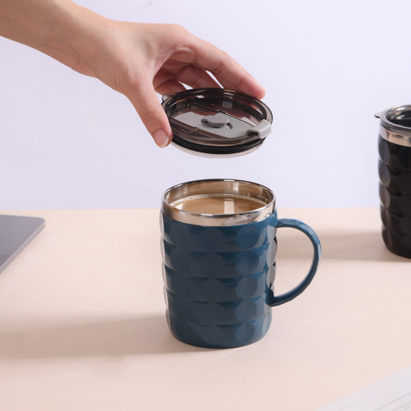 Double Walled Stylish Travel Mug Blue 400ml