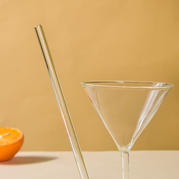 Spiral Cocktail Glass With Straw