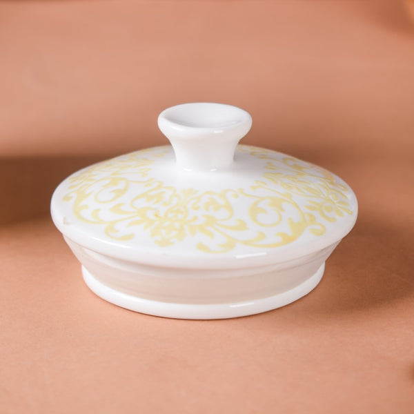 Riona Floral Ceramic Jar With Lid Yellow