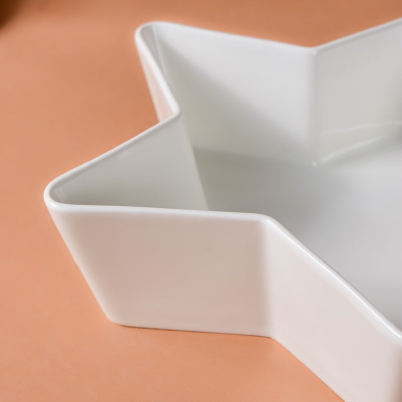 Riona Star Ceramic Fruit Bowl White Large 600 ml - Bowl,ceramic bowl, snack bowls, curry bowl, popcorn bowls | Bowls for dining table & home decor