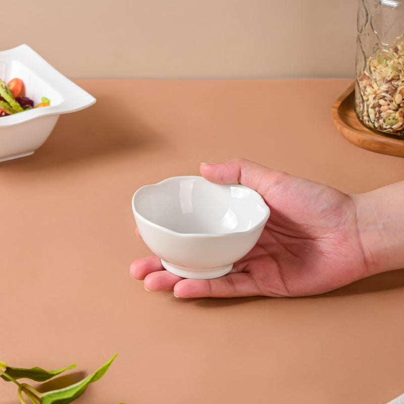 Riona Flower Ceramic Dip Bowl - Bowl, ceramic bowl, dip bowls, chutney bowl, dip bowls ceramic | Bowls for dining table & home decor 