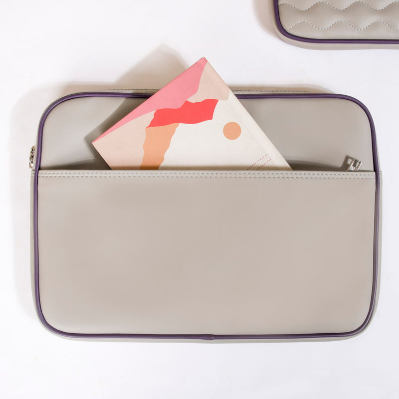 Soft Vegan Leather Laptop Sleeve Grey