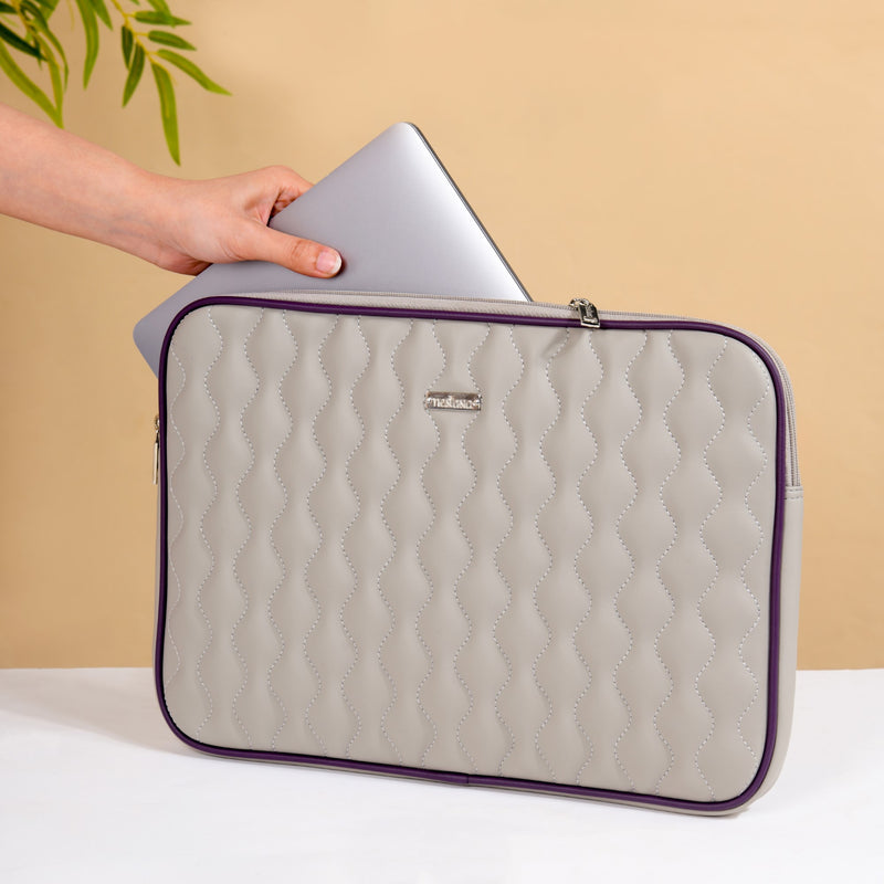 Soft Vegan Leather Laptop Sleeve Grey