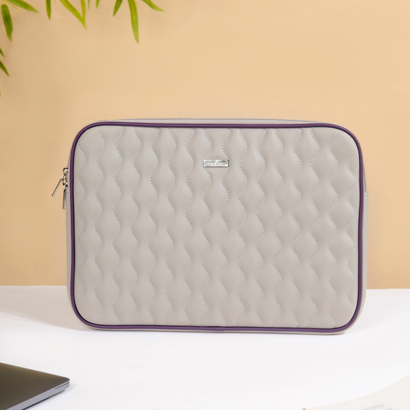 Soft Vegan Leather Laptop Sleeve Grey