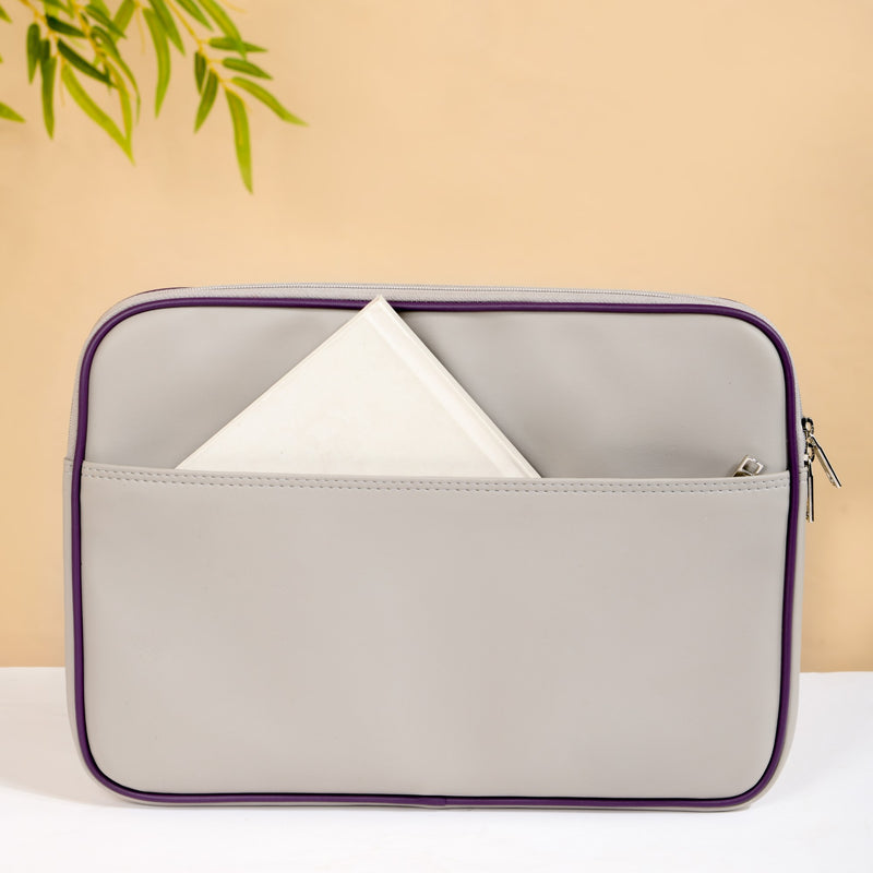 Soft Vegan Leather Laptop Sleeve Grey