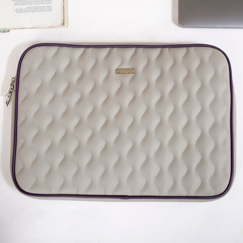 Soft Vegan Leather Laptop Sleeve Grey