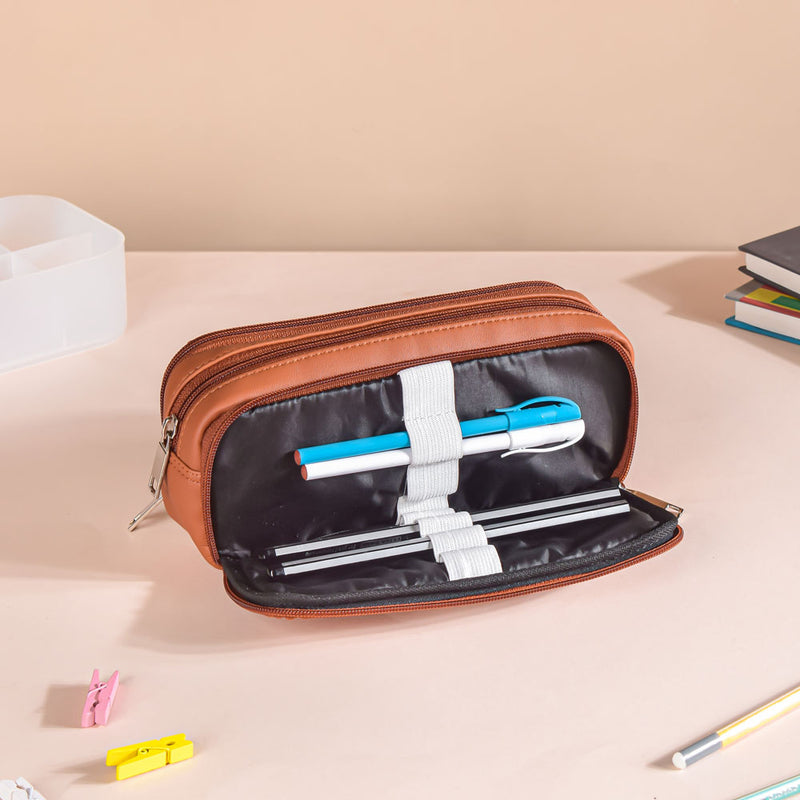 Cushioned Pencil Bag Tan