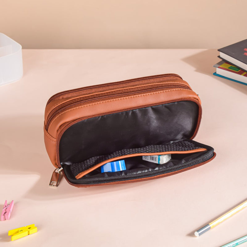 Cushioned Pencil Bag Tan