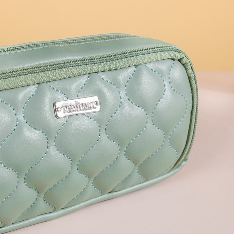 Quilted Storage Pencil Bag Green