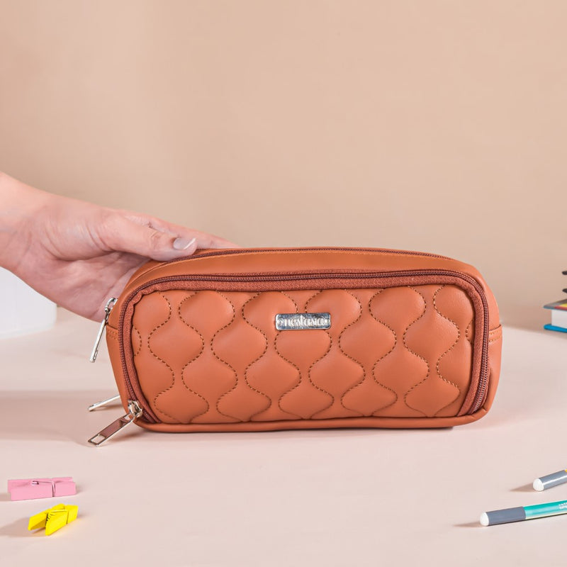 Cushioned Pencil Bag Tan
