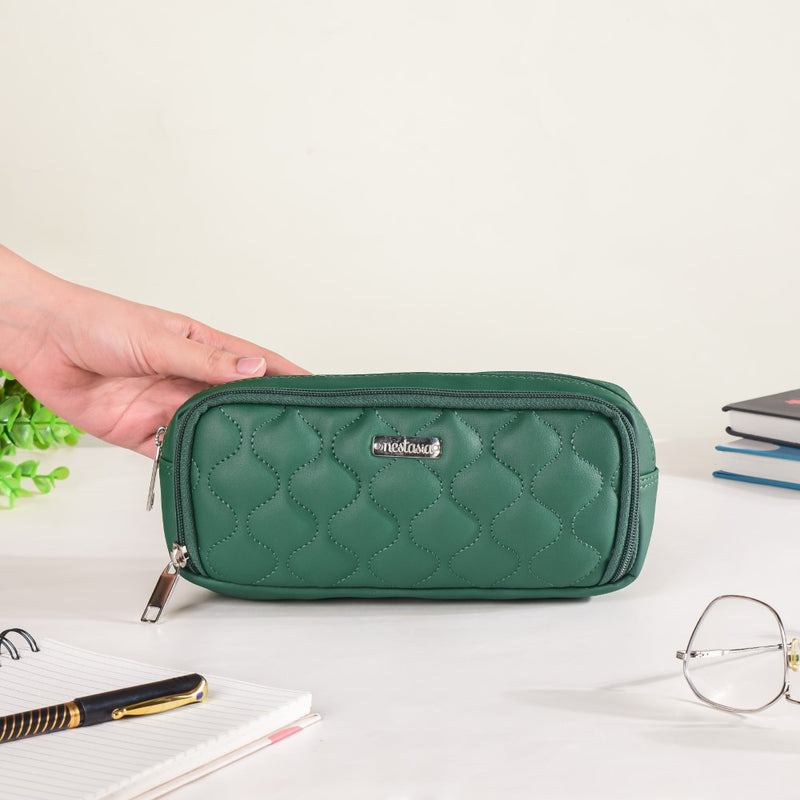 Quilted Stationery Pouch Green