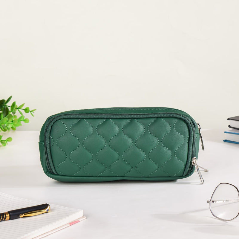 Quilted Stationery Pouch Green