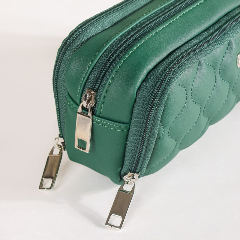 Quilted Stationery Pouch Green