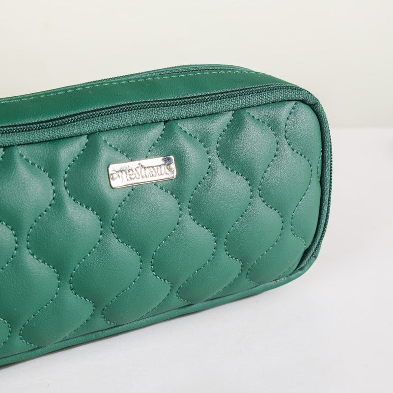 Quilted Stationery Pouch Green