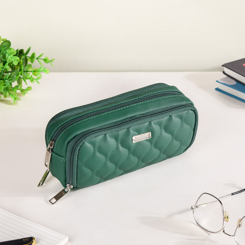 Quilted Stationery Pouch Green