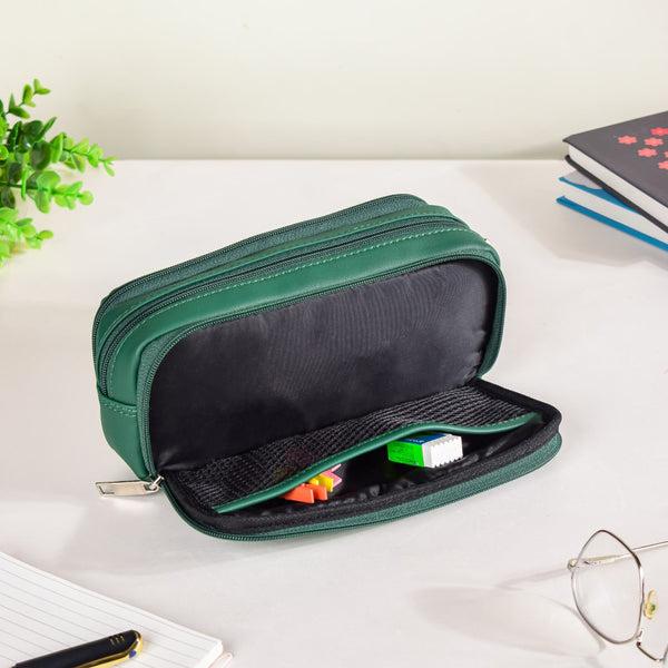 Leather Pen & Pencil Roll | Multifunctional Roll-Up Case (Café)