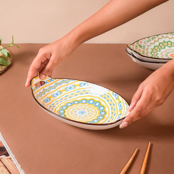 Mandala Spiral Ceramic Baking Plate With Handle