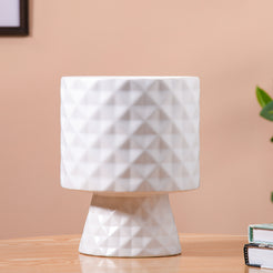 Diamond Textured Ceramic Vase White- Textured Pot, Ceramic Flower Pot, White Flower Pot, Textured Ceramic Planter, Decorative Flower Pot