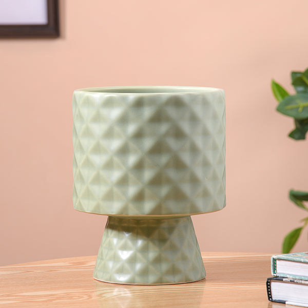 Geometric Flower Vase Green