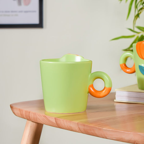 Tulip Coffee Mug Green Set of 2 330ml- Mug for coffee, tea mug, cappuccino mug | Cups and Mugs for Coffee Table & Home Decor