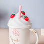 Strawberry Coffee Mug With Lid And Straw 380 ml- Mug for coffee, tea mug, cappuccino mug | Cups and Mugs for Coffee Table & Home Decor