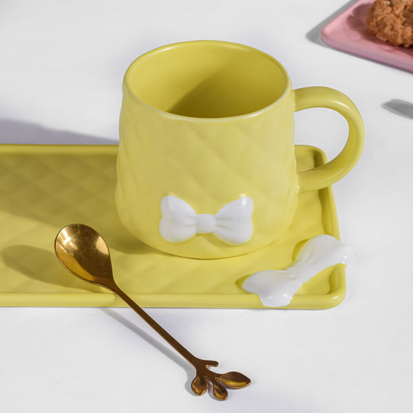 Bow Cup With Rectangular Plate Yellow 260 ml