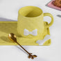 Bow Cup With Rectangular Plate Yellow 260 ml- Tea cup, coffee cup, cup for tea | Cups and Mugs for Office Table & Home Decoration