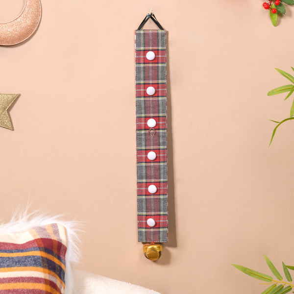 Plaid Christmas Bell Hanging Decor Double Sided Red