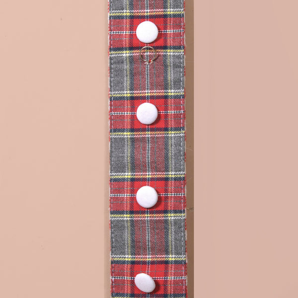 Plaid Christmas Bell Hanging Decor Double Sided Red