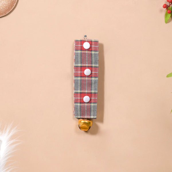 Plaid Christmas Bell Hanging Decor Double Sided Red