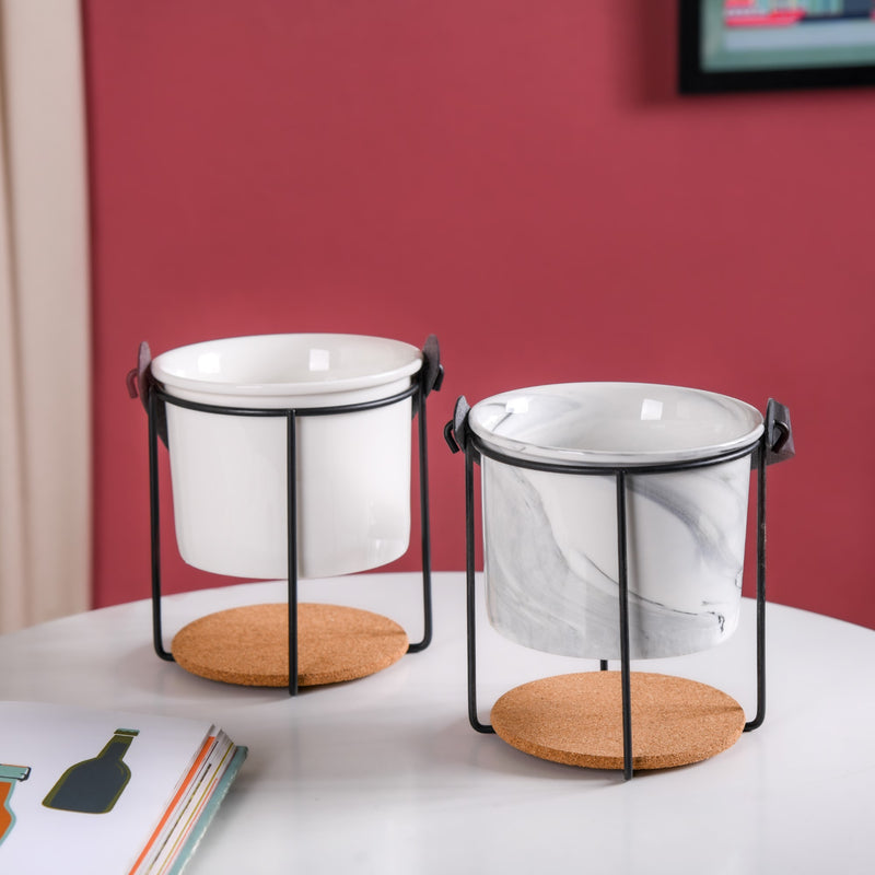 Marble Bucket Style Planter - Plant pot and plant stands | Room decor items