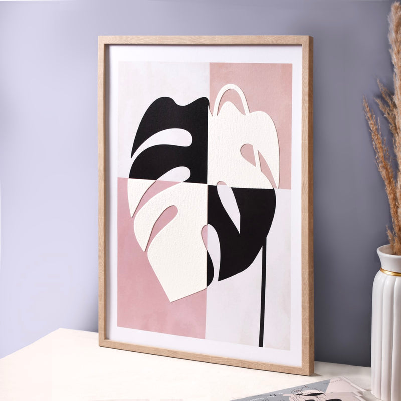 Monstera Leaf Embossed Art For Wall Decor 23x17 Inch