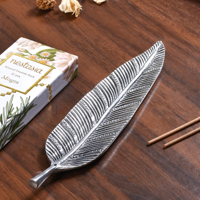 Antique Leaf Incense Holder With Mogra Incense Sticks