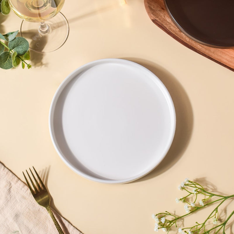 Modern Stoneware Snack Plate White - Serving plate, snack plate, dessert plate | Plates for dining & home decor