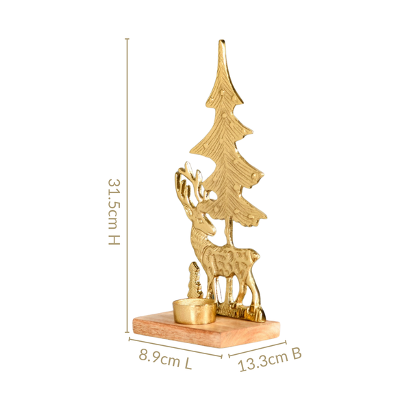 Gold Reindeer Showpiece With Tea Light Holder