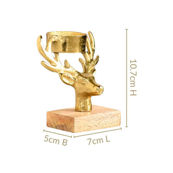 Set Of 2 Gold Stag Tea Light Candle Holder