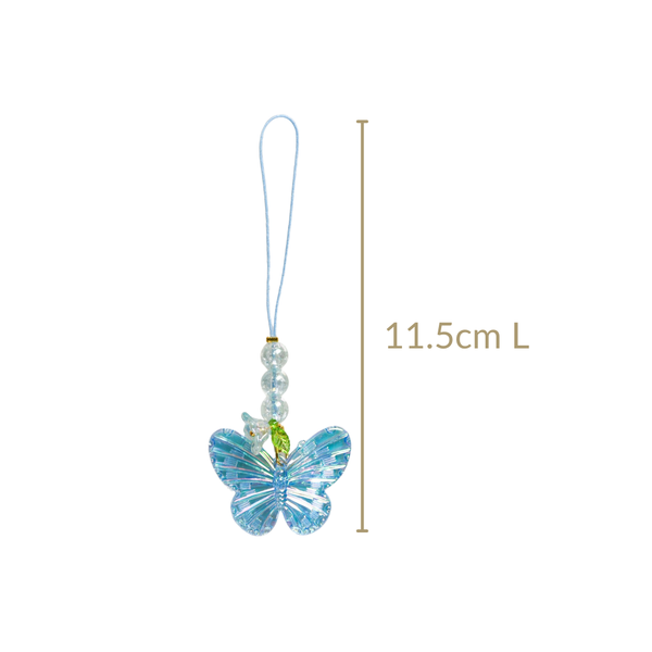 Butterfly Floral Phone Charm Blue