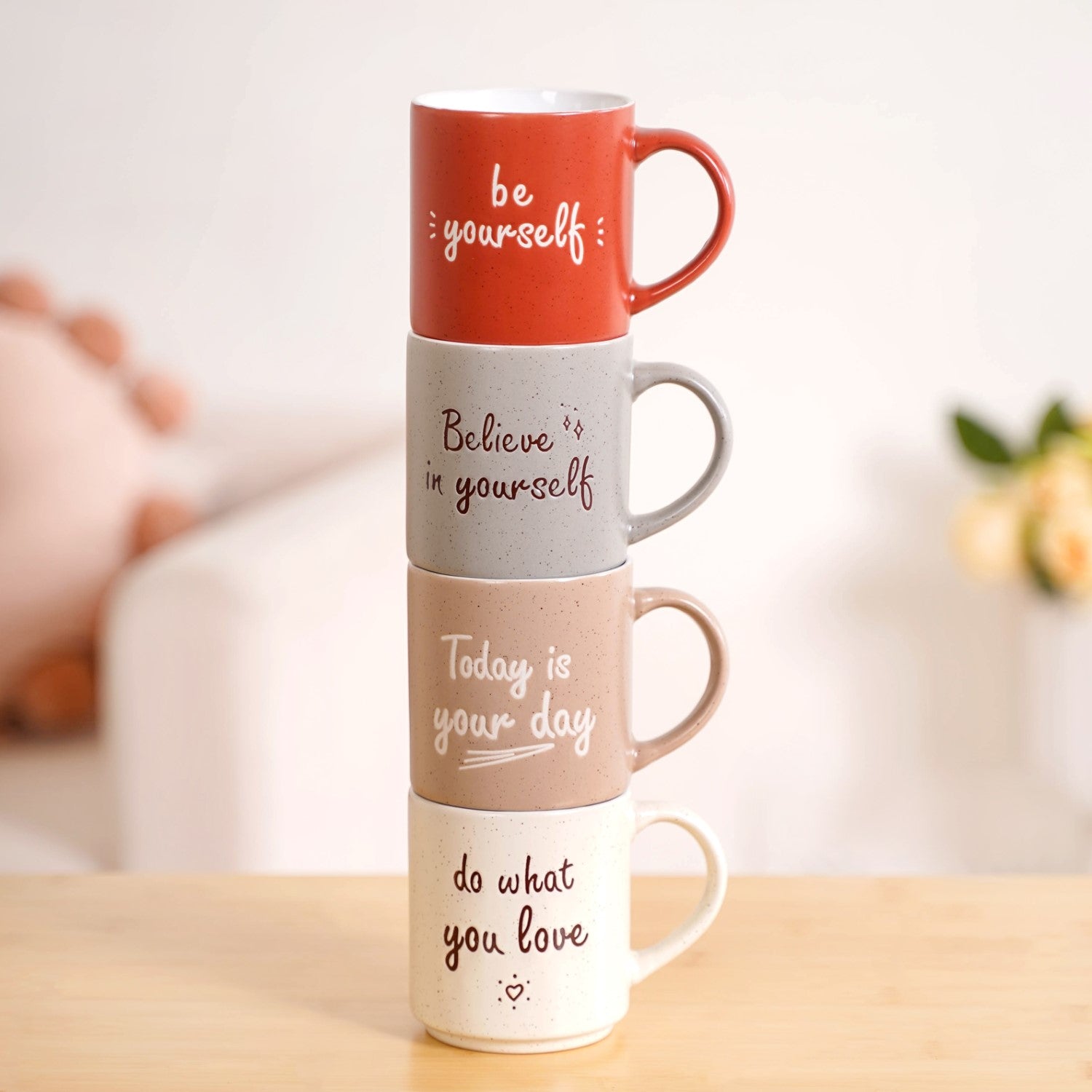 Daily Motivation Quotes Stackable Mugs Set Of 4 280ml Online - Premium ...
